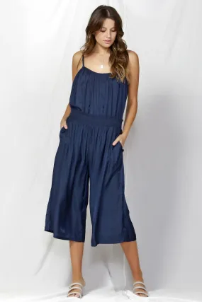 Fate   Becker So Me Shirred Waist Culottes in Navy