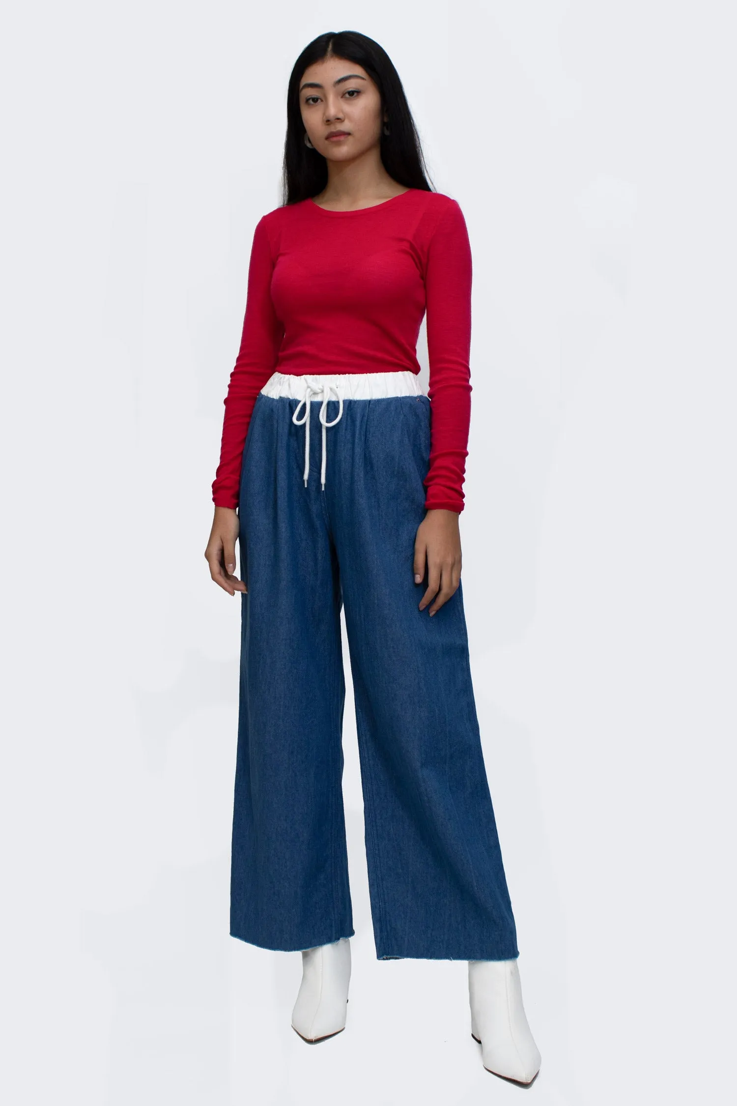 String Band Denim Pants